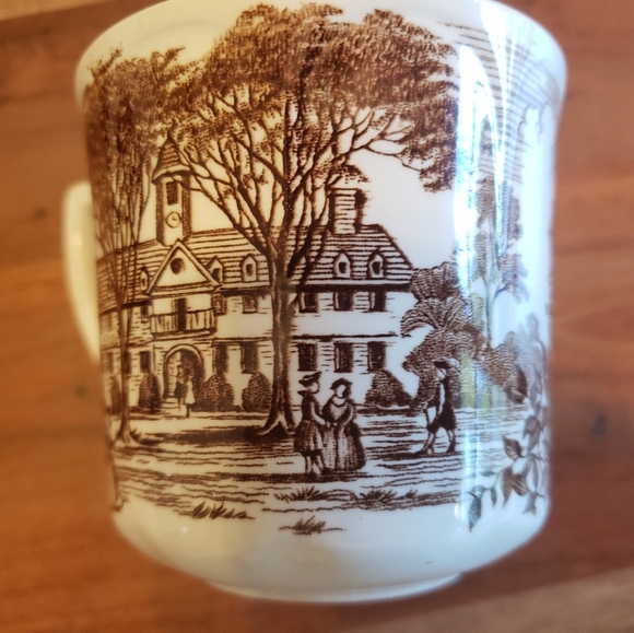 Set Of 4 Royal Staffordshire J & G Meakin Brown Transferware Cup Cattle Cottage - Picture 9 of 10